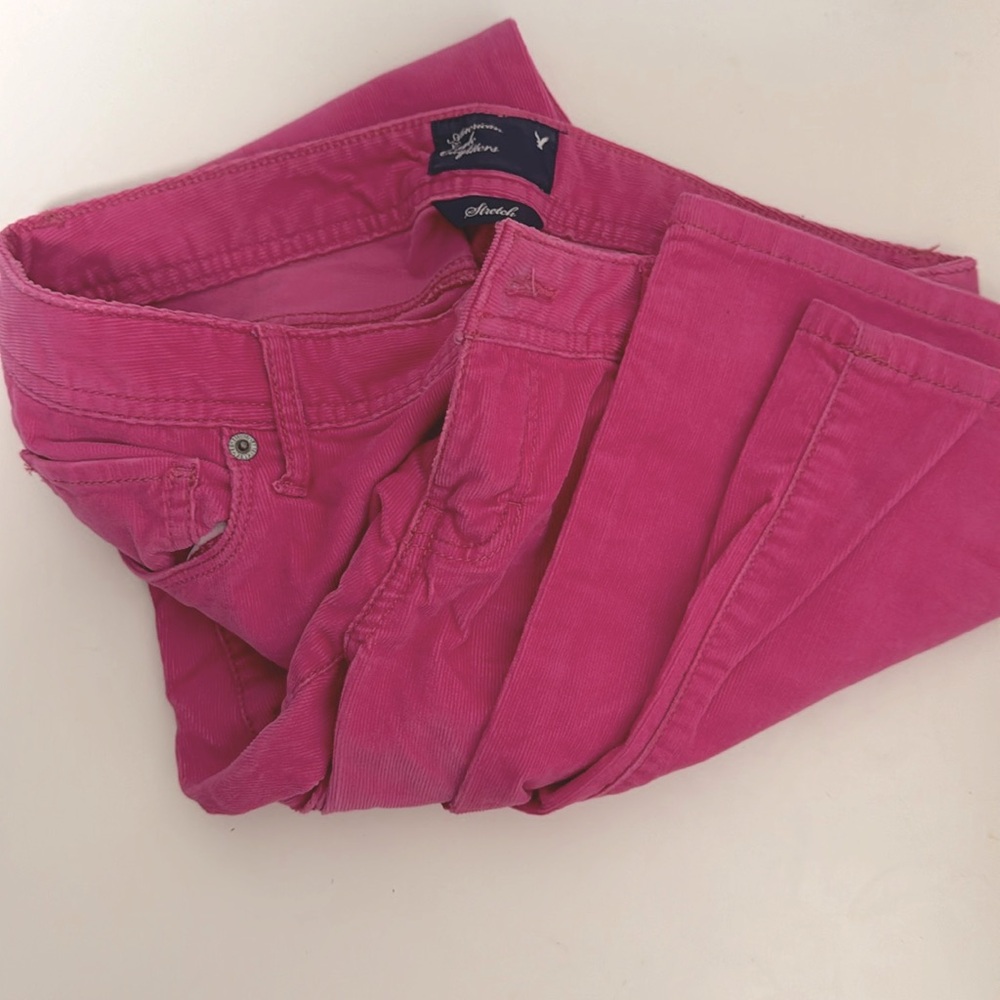 American Eagle Outfitters Stretch Pink Corduroy Pants - Size 2, Soft and Stylish
